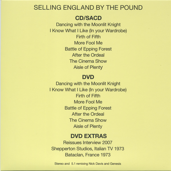 dvd cover, Genesis - Selling England By The Pound